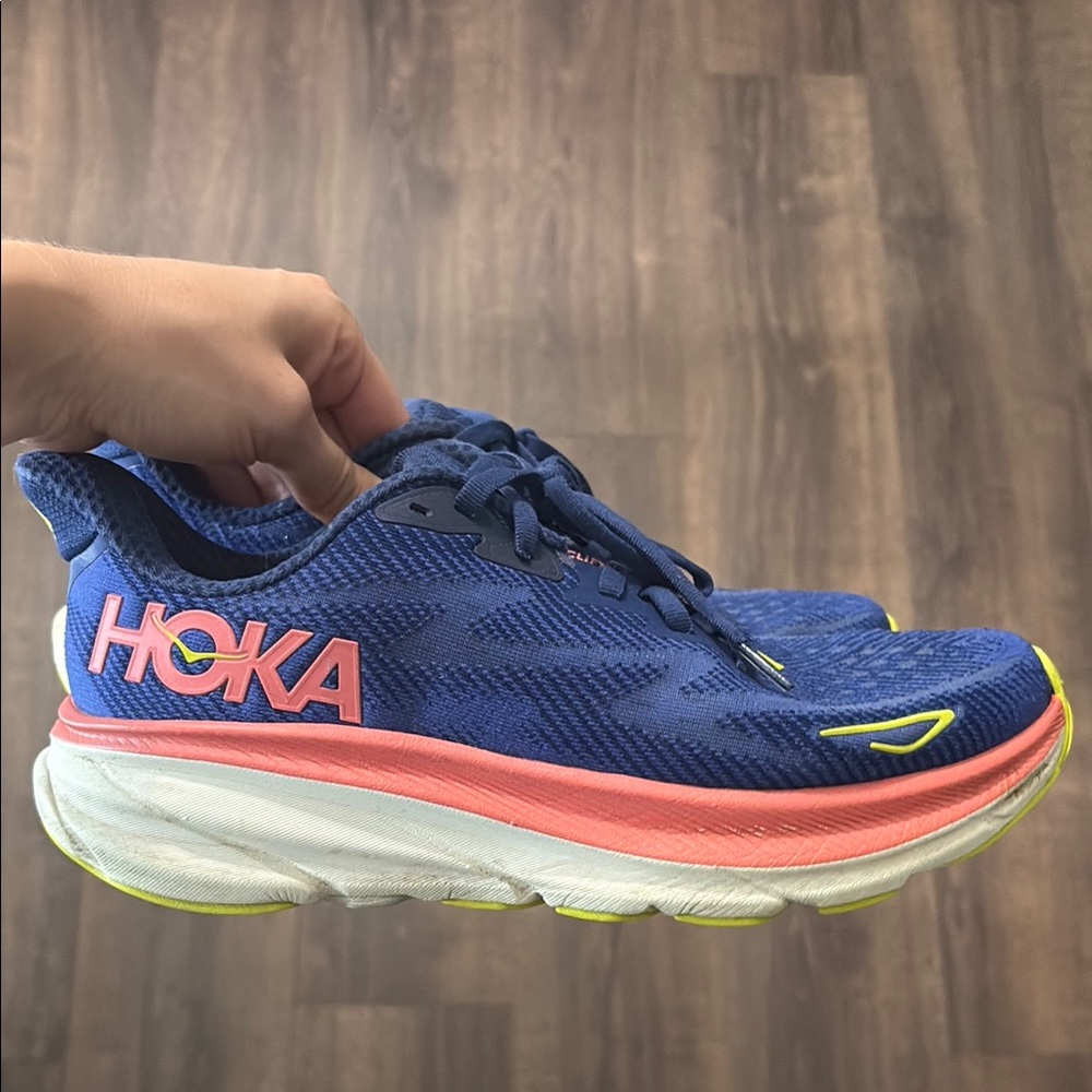 Hoka Blue and Pink Athletic Shoes